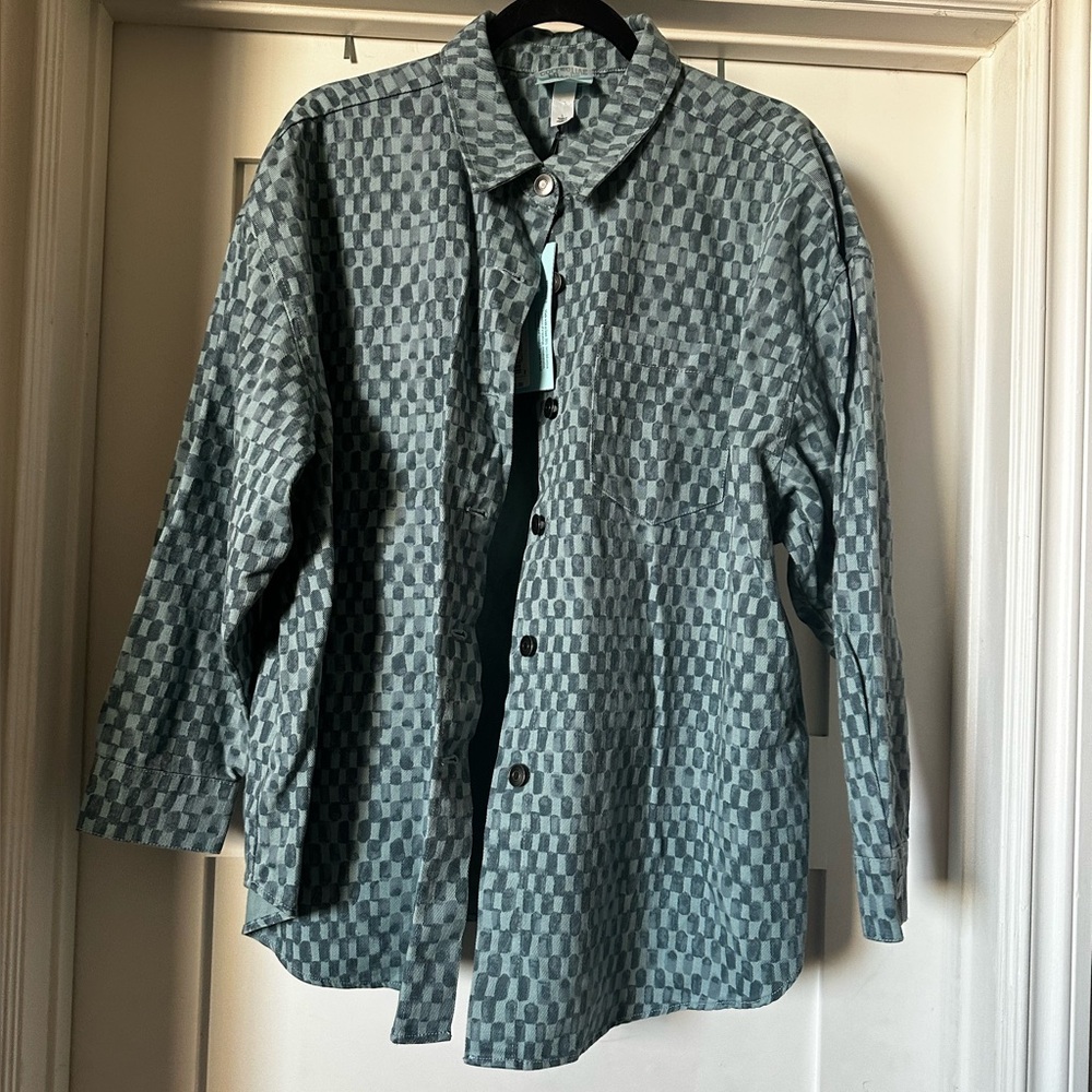 Checkered Blue Long Sleeve Shirt+Denim Jean